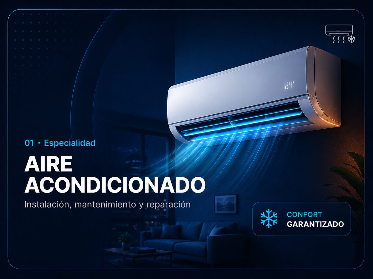 Servicio 01, especialidad: aire acondicionado. Instalación, mantenimiento y reparación.