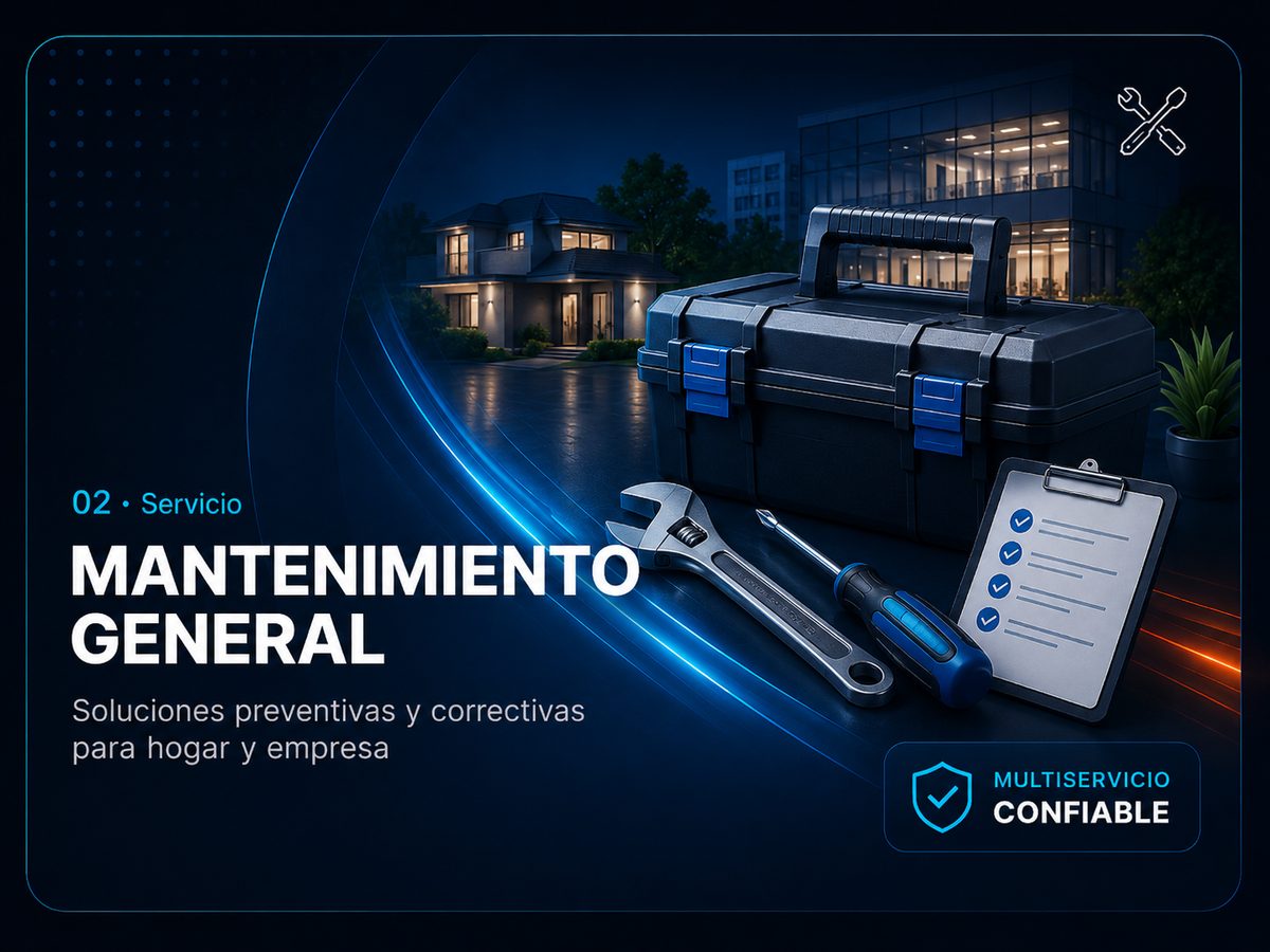 Servicio 02: mantenimiento general. Soluciones preventivas y correctivas para hogares y empresas.