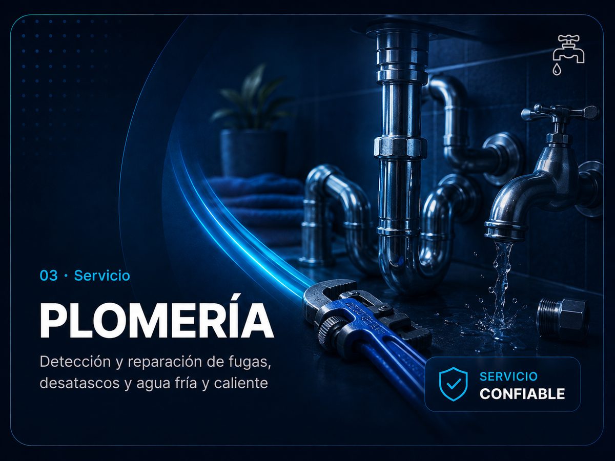 Servicio 03: plomería. Detección y reparación de fugas, instalaciones de agua y destapes.